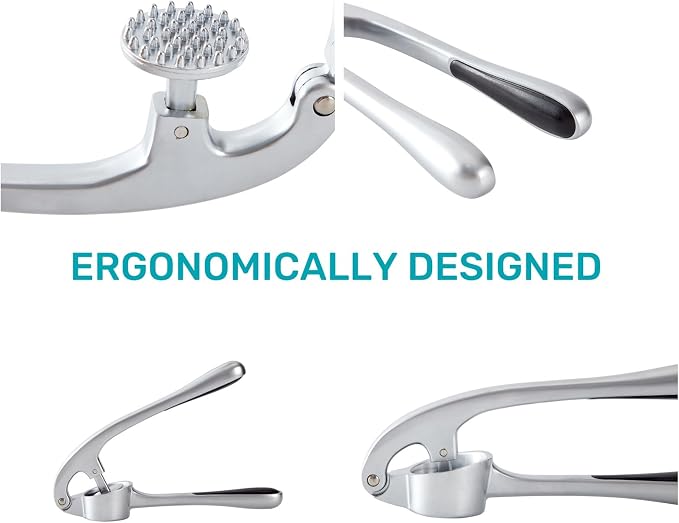 Garlic Press, Premium Rust Proof Kitchen Garlic Mincer Crusher Squeezer with Ergonomic handle, Ginger Crusher with Good Grip, Easy to Clean, Dishwasher Safe
