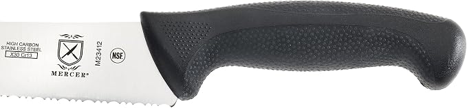 Mercer Culinary M23412 Millennia Black Handle, Wide Fine Sawtooth Blade, Bread Knife