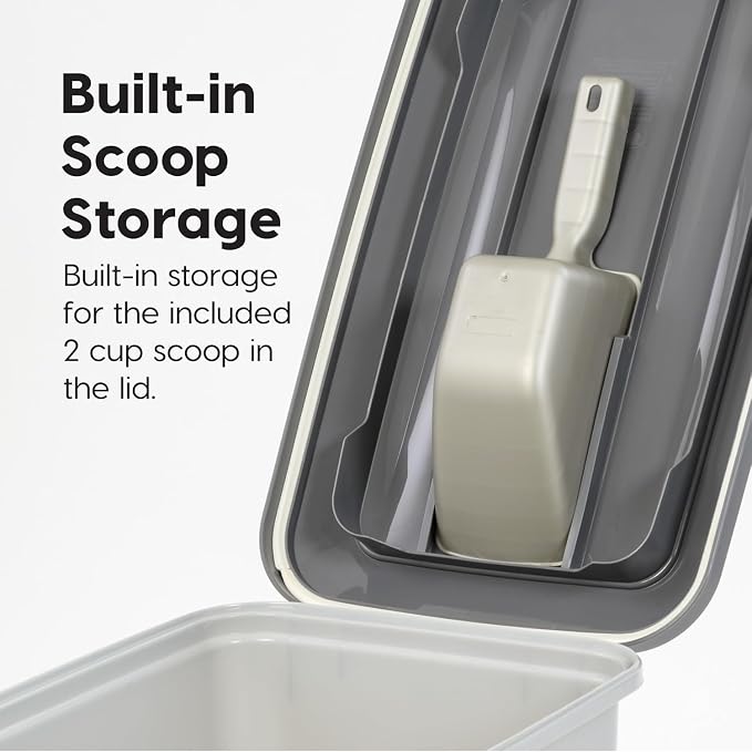 IRIS USA Dog Food Storage Container, Up to 54 lbs, Gray/Dark Gray | Made in USA, Comes with Wheels & 2-Cup Scoop, Airtight Seal, BPA-Free, Bird Seed, Cat food, Cat Litter, Treats, Pellets