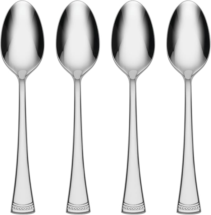 Lenox Portola Silverware Coffee Spoons, Set of 4, Flatware | 18/10 stainless steel, mirror finish | set for 4 | espresso, cocktail, and small dessert spoon set, gift for women