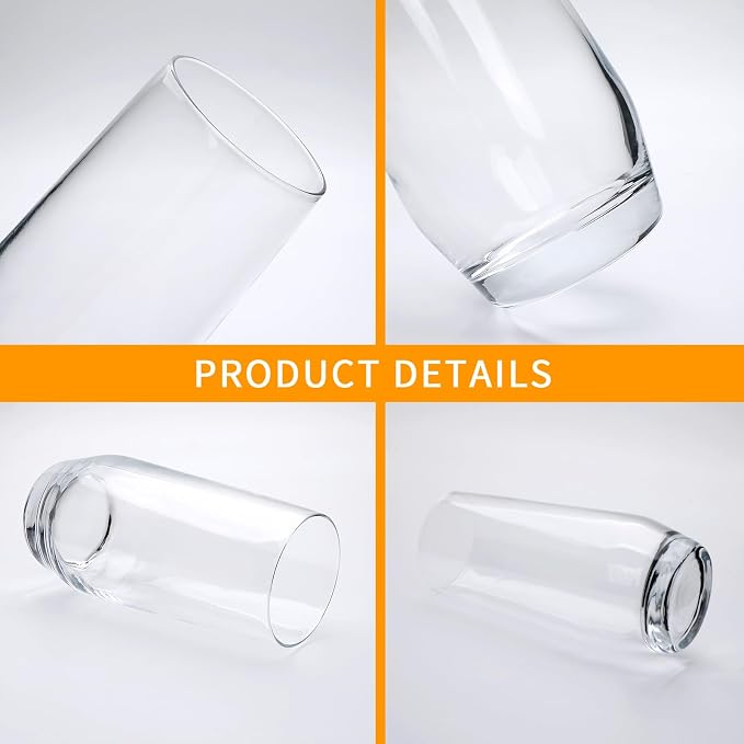 18 oz Crystal Drinking Glasses,Highball Glasses Set of 12 | Water Glasses,Mojito Glass Cups,Sutiable for Glasses for Wine,Cocktails,Office,Parties,Weddings and Gifts