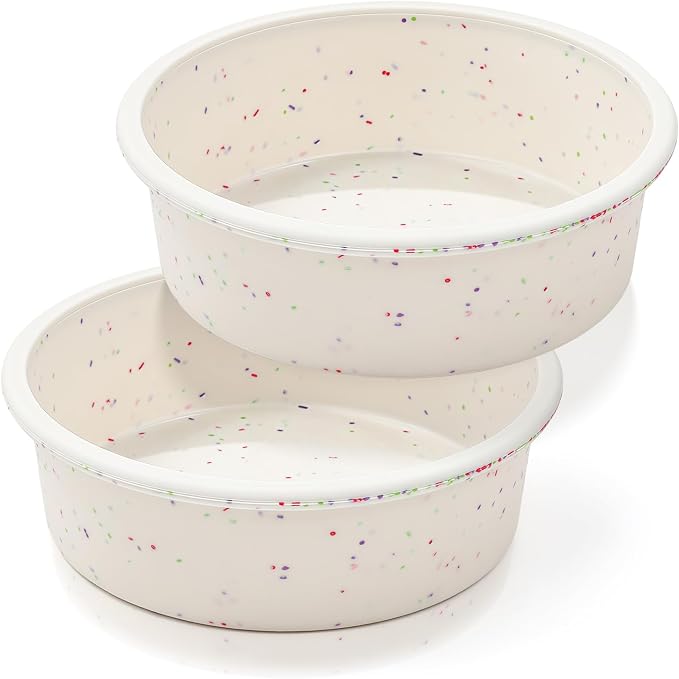 Vinino 6 Inch Round Cake Pans, 2 Pack Silicone Mold with Metal Frame | Ideal for Layer Cakes and Birthday Baking, Flexible Design for Homemade Desserts and Easy Storage