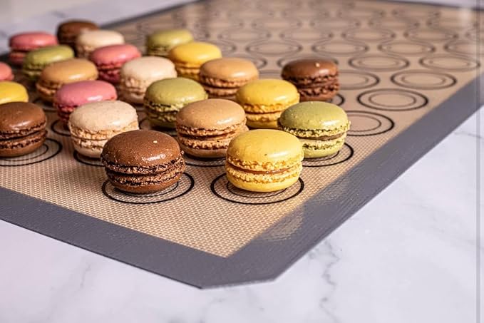 Macaron Baking Mat Silicone Non Stick, Full Sheet Reusable Pack of 10 Red | Non-Stick Macaron Mat for Perfect Baking, Dishwasher & Oven Safe, For Macarons, Cookies, Bread and More, 16x24” (40x60cm)