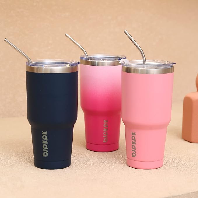 BJPKPK 30 oz Tumbler with Lid and Straw, Insulated Stainless Steel Cup | Double Wall Vacuum, BPA Free, Leak Proof, Keeps Hot/Cold, Travel & Beach Ready, Car Holder Fit, Mint