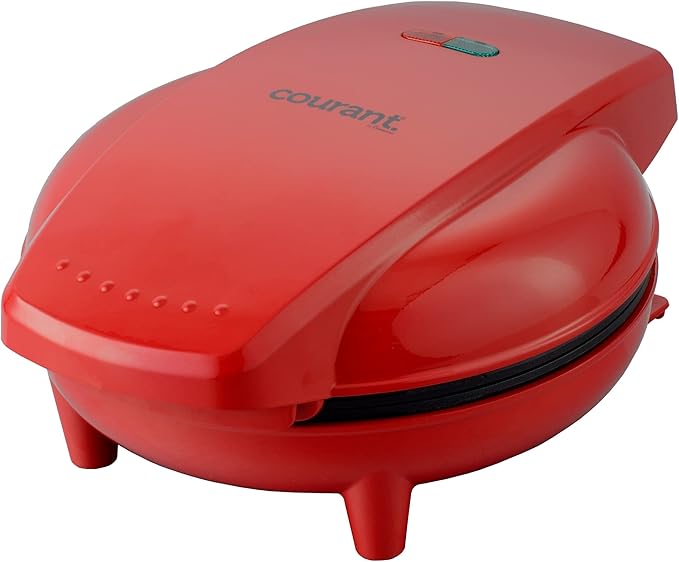 Courant 7" Travel Pizza Maker Plus, Indoor Electric Grill, Nonstick Pan for Pizzas, Quesadillas, Nachos and more, Personal Pizza Machine for Delicious Meals,Red