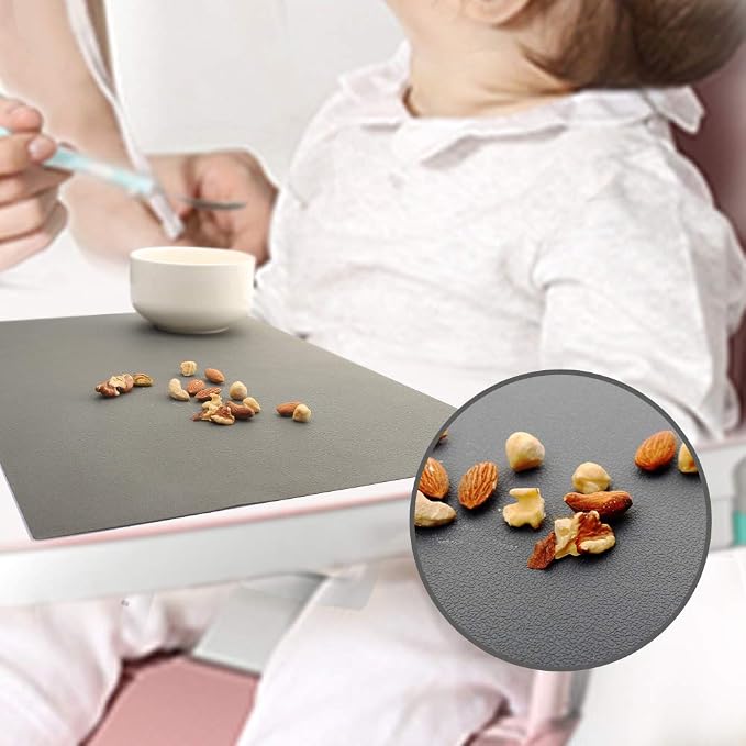 IYYI Silicone Placemats, Dining Placemats Set of 4, Waterproof Placemats for Kids, Non-Slip Silicone Mats for Dinner Table, Heat Resistant & Dishwasher Safe (Dark Gray, 17.6" ×12.5")