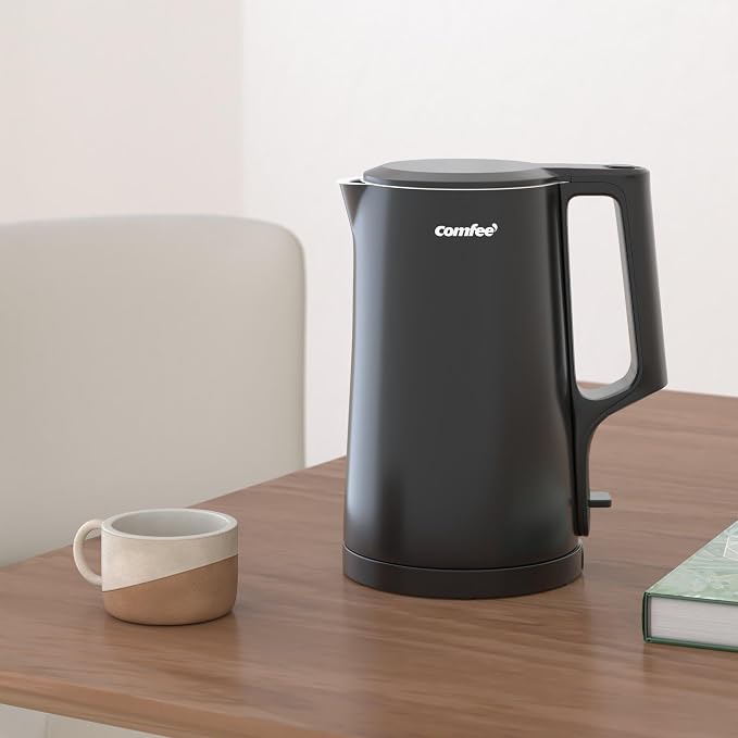 COMFEE' 1.7L Double Wall Stainless Steel Electric Kettle