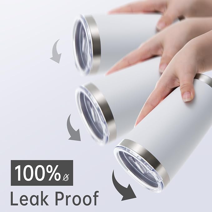 20 oz Tumblers Stainless Steel Tumbler with Lid, 1 Pack | White, 20oz Insulated Coffee Mug, Double Wall Vacuum, Powder Coated Cup, for Hot and Cold Drinks