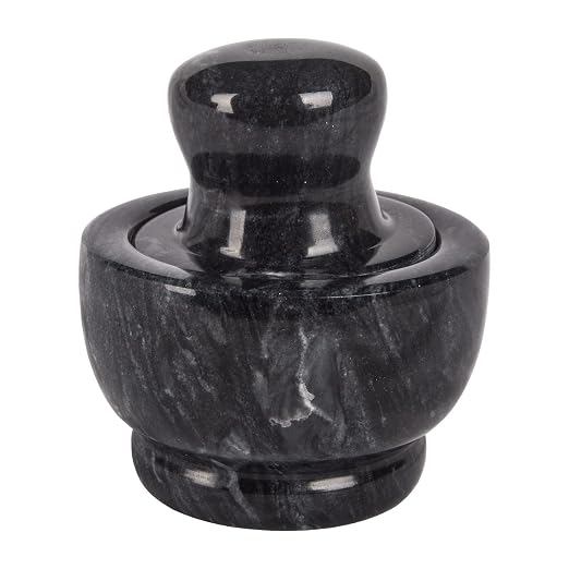 Comie Marble Mortar and Pestle Set,Mushroom Shaped Pill Crusher and Spice Grinder,Manual Coffee Grinder,3.7 Inch,1/2 Cup