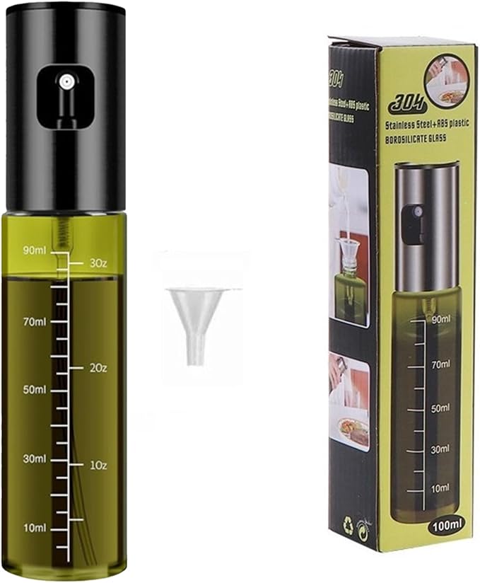 Oil Sprayer for Cooking, Light-Proof Olive Oil Sprayer Mister with Scale, 100ml Olive Oil Spray Bottle, Air Fryer Vegetable Vinegar Oil Portable Mini Kitchen Gadgets for Baking, Salad, Grilling, BBQ