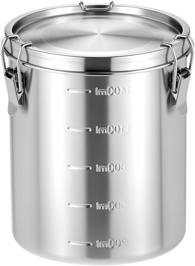 QWORK Stainless Steel Coffee Canister - Airtight 56 fl oz Food Storage Container with Silicone Gasket & Snap Locks for Coffee, Tea, Sugar
