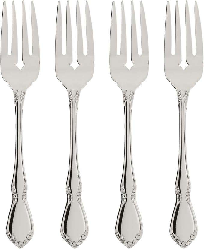 Oneida Chateau Salad Forks Silverware Set for 4, Flatware | mirror finish, dishwasher safe | cutlery set for kitchen and dining, utensil set, wedding silverware, heavy duty