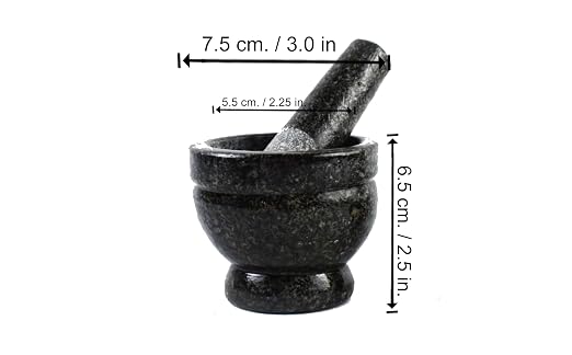 Small Granite Mortar and Pestle Set, Miniature Grinder for Herbs, Asian Spices and Seeds for Thai, Chinese, Indian Cuisine Chefs and Home Cooks — (Grey 3 in, 2 oz.)