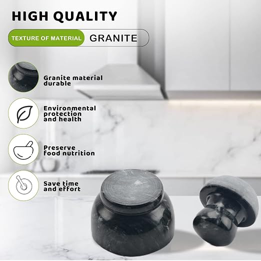Comie Marble Mortar and Pestle Set,Mushroom Shaped Pill Crusher and Spice Grinder,Manual Coffee Grinder,3.7 Inch,1/2 Cup