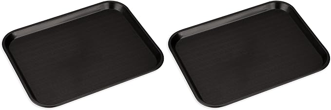 Carlisle FoodService Products Cafe Plastic Fast Food Tray, 14" x 18", Black (Pack of 2)