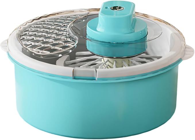 Salad Spinner and Produce Washer, Multifunctional Vegetable Dryer, Electric Lettuce Spinner with Non-Slip Base, Fruit and Veggie Cleaner for Kitchen Prep (QJXZQ-blue-01)