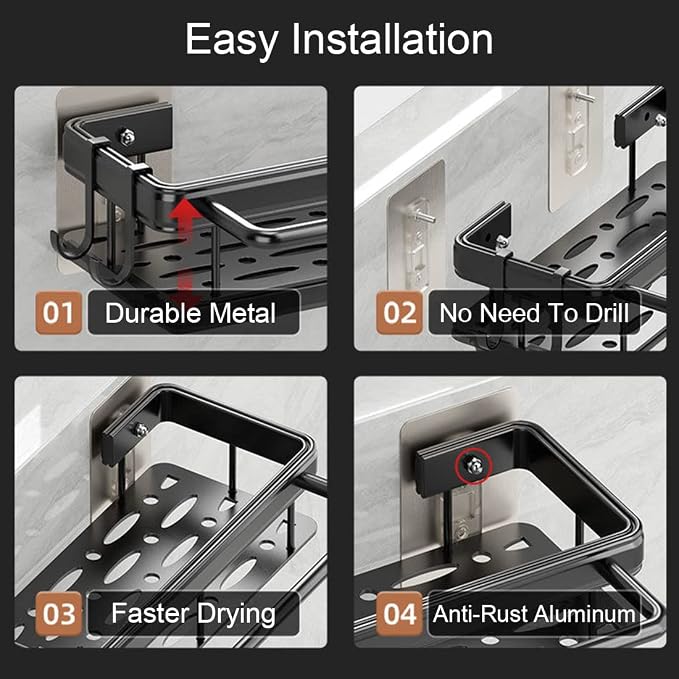 Self Adhesive Sponge Holder, Kitchen Wall Mount Sink Caddy Aluminum Drying Drain Rack Storage,Peeler, Brush, Soap, Cloth Rag,Towel Organizer with Removable Drip Tray for Countertop,No Drilling