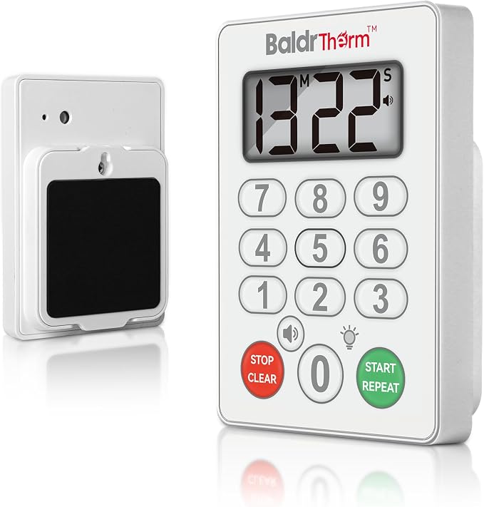 Digital Kitchen Timer Waterproof, Strong Magnetic Cooking Timer with 3 Adjustable Volume Levels & Silent Flashing Light, Countdown Timer for Cooking, Baking Shower, Classroom, White