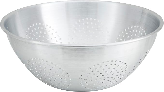 Winco 12 qt Aluminum Colander No Base | Foodservice, Great for Draining Pasta, Rinsing Produce, Straining and Kitchen Prep