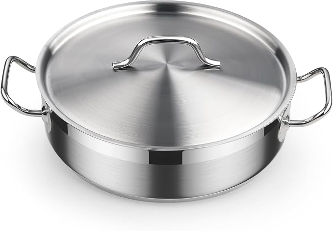 Cooks Standard Professional 4 Quart Stainless Steel Sauté Pan with Lid, Deep Frying Pan Chef’s All Purpose Skillet with Cover, Dishwasher & Oven Safe, Compatible with All Stovetops