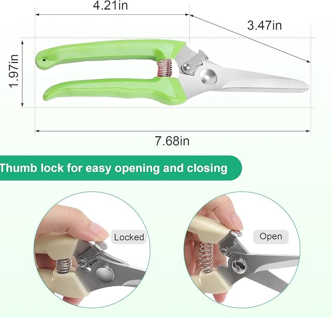 Premium garden shears, meperez pruning scissors gardening tools, pruners for flower, bushes, rose and fruit tree, use for florist, yard and orchard the plant clippers, sharp steel anvil snips