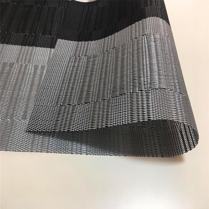 PIGCHCY Placemats,Washable Durable Woven Vinyl Placemats for Dining Table,Easy to Clean Plastic Placemats Set of 6 (Black)