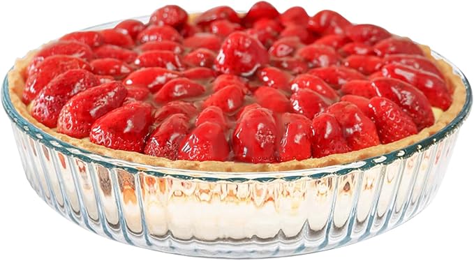 10 Inch Glass Deep Pie Dish for Baking Glass Baking Dish Clear and Durable Oven Baking Pie Pan Quiche Baking Dish Deep