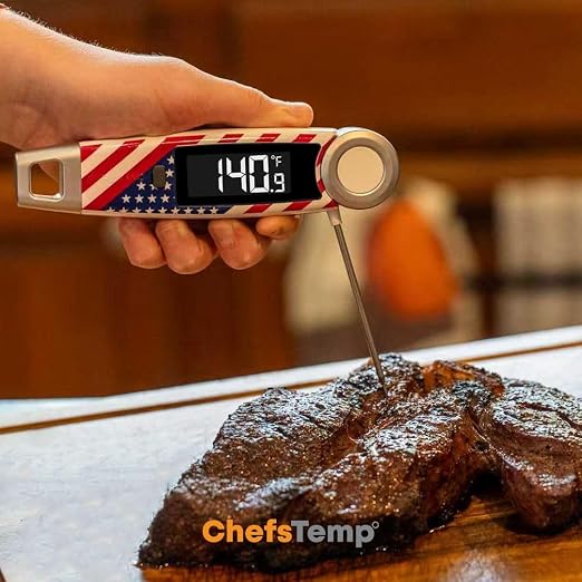 Finaltouch X10 Instant Read Digital Meat Thermometer NSF Certified | Waterproof Professional for Cooking Grill BBQ Candy Oil with Rotating Probe & Backlit Display (Patriotic Limited Edition)