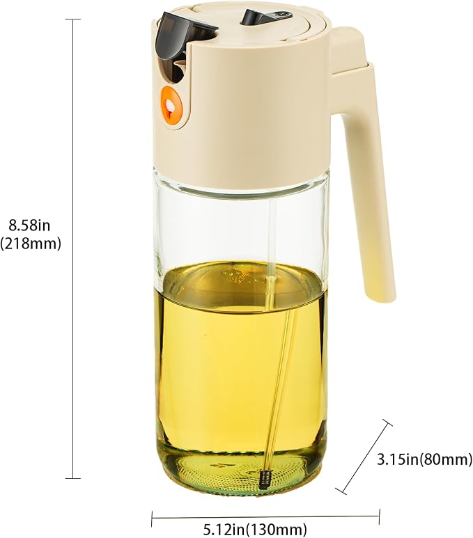 Large Advanced Olive Oil Sprayer for Cooking,2 in 1 Oil Dispenser for Kitchen Gadgets,600ml/20oz Oil Spray Bottle for Kitchen,Air Fryer,Salad,BBQ Refillable Oil SprayBottle with Fine Mist