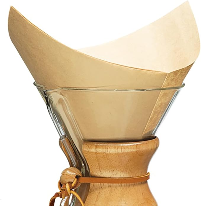 Chemex Pour Over Coffee Maker Set, 10 Cup Glass Carafe + 100 Filters 50oz | Large Manual Drip Brewer with Square Bonded Filters, Borosilicate Glass, Coffee Gift Set
