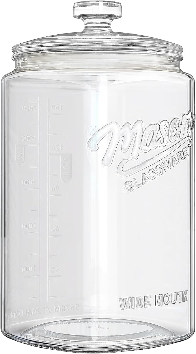 Ritayedet 1.5 Gallon Glass Cookie Jar with Airtight Lid, Large Glass Jar | Wide Mouth Mason Jar with Dual-Scale Markings, Apothecary Jar for Flour, Sugar, Rice, Candy,Coffee, Dog Treat, Laundry Room