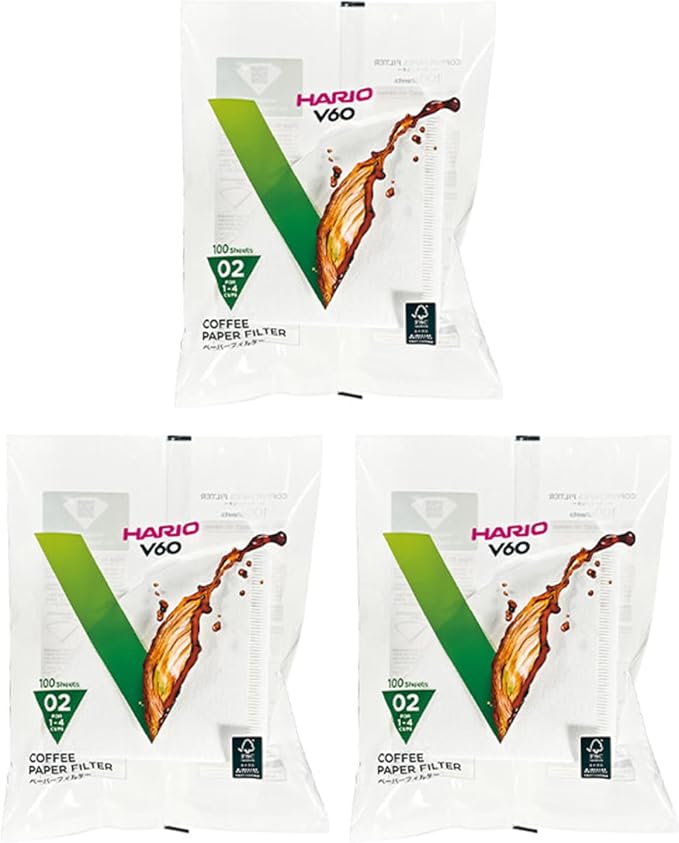 Hario V60 Paper Coffee Filter, Size 02, White, 300ct