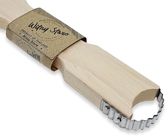 WitnyStore Coconut Grater - Vintage Kitchen Tool - Thai Traditional Style Multipurpose Easy to Use Portable Wooden Hand Held Scraper and Shredder for Fresh or Baby Coconut Meat - 7 x 1.5 x 0.5 inches