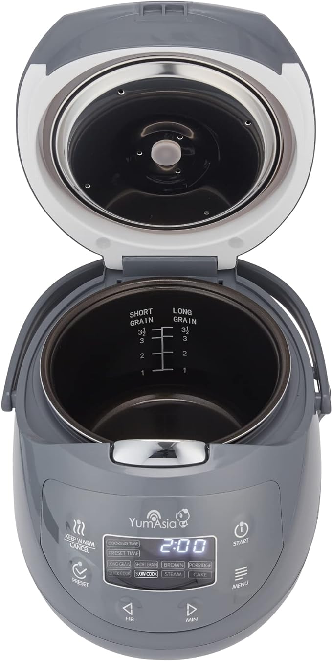 Yum Asia Panda Mini Rice Cooker With Ninja Ceramic Bowl and Advanced Fuzzy Logic (3.5 cup, 0.63 litre) 4 Rice Cooking Functions, 4 Multicooker functions, Digital LED display - 120V