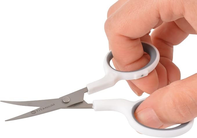 Westcott 16380-001 4" Curved Blade Titanium Embroidery Scissors for Crafting, White/Gray (Pack of 2)