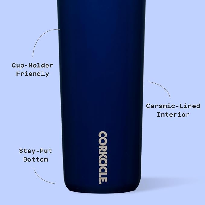 Corkcicle Commuter Cup Travel Mug - Insulated Coffee Mug with Lid - Keeps Drinks Cold 18 Hours - 360° Spill-Proof Sip Lid - Holiday Gift - Great for Gifting Warmth - 17 oz - Midnight Navy