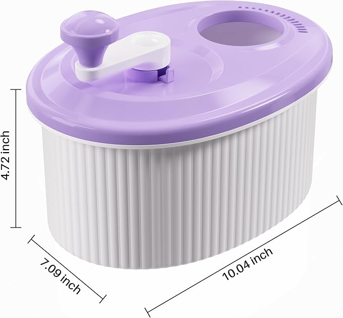 JOYMOOP Fruit Washer Spinner, Fruit Cleaner Spinner with Crank Handle, Hands-Free Fruit & Vegetable Washing Bowl, Manual Fruit Scrubber, Light Lavender