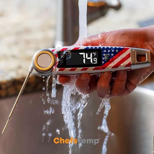 Finaltouch X10 Instant Read Digital Meat Thermometer NSF Certified | Waterproof Professional for Cooking Grill BBQ Candy Oil with Rotating Probe & Backlit Display (Patriotic Limited Edition)