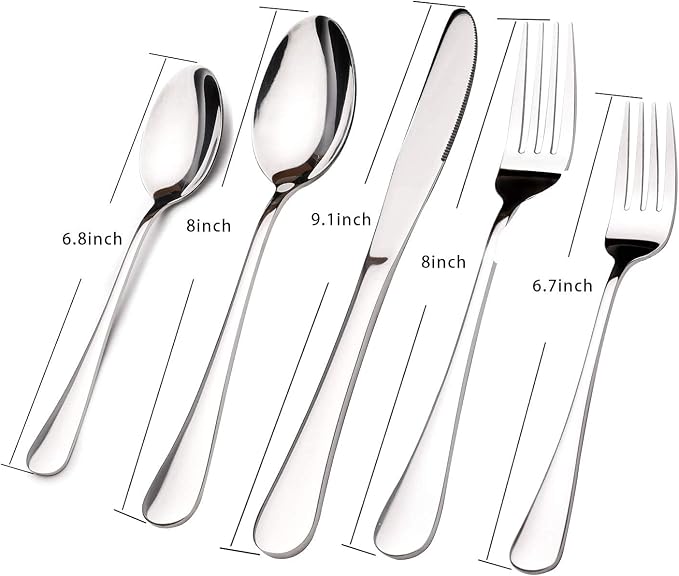 Silverware Set for 12 with Serving Utensil,Stainless Steel Flatware Cutlery | Heavy Duty Steak Knife Fork and Spoon, Dishwasher Safe, Gift Package for Wedding Housewarming