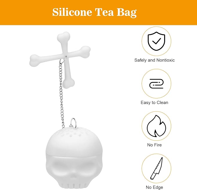 Coolrunner 2 pcs Silicone Tea Bones Skull Tea Infuser Filter | Diffuser Loose Leaf Leaves Silicone Tea Strainer