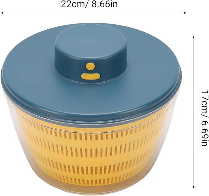 Fockety Salad Spinner, USB Rechargeable Vegetables Washer Dryer Fruit Washing Bowl Automatic Compact Manual Vegetable Dryer for Washing, Spinning, and Draining (Blue)