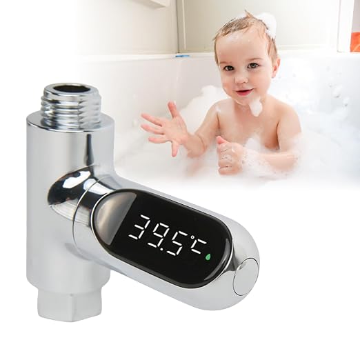 Shower Temperature Instant-Read Thermometer Display Shower Timer 360°Rotating Screen Led Water New Type Digital Gauge for Baby Kids Home Bathroom Kitchen
