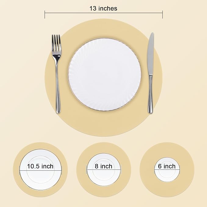 SHACOS 100 PCS Round Paper Placemats 13 inch Disposable Paper Place Mats for Dinner Wedding Birthday Party Festival Table Decoration Indoor Outdoor, Beige
