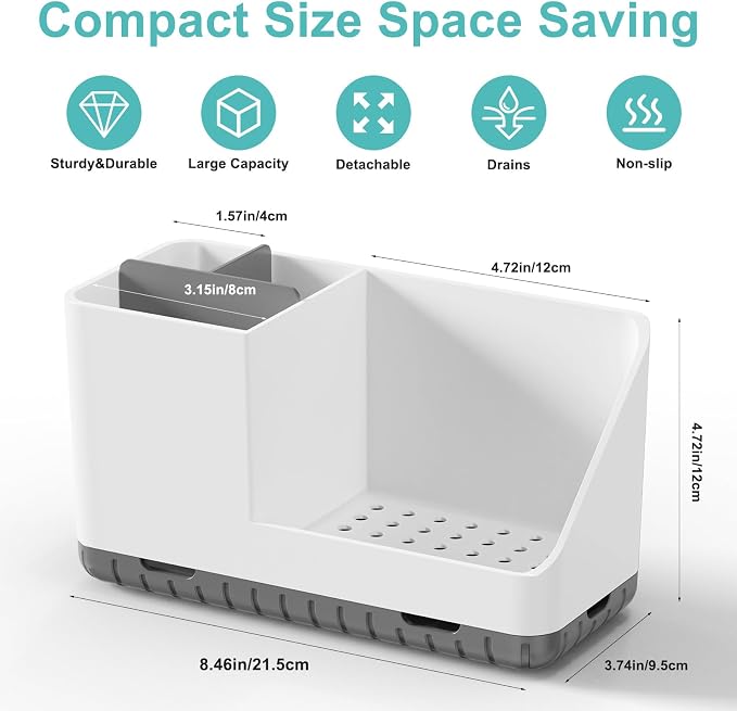 Toothbrush Holders for Bathrooms, Toothbrush and Toothpaste Holder (Grey) | Easy To Clean, Drainage, Non-Slip, Detachable, Kids Electric Toothbrush Organizer for Bathrooms Countertop Organizer