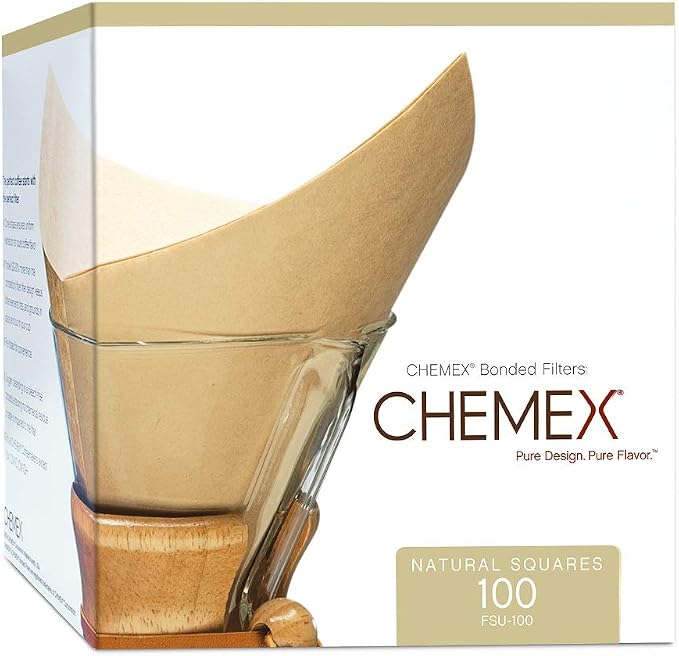 Chemex Pour Over Coffee Maker Set, 10 Cup Glass Carafe + 100 Filters 50oz | Large Manual Drip Brewer with Square Bonded Filters, Borosilicate Glass, Coffee Gift Set