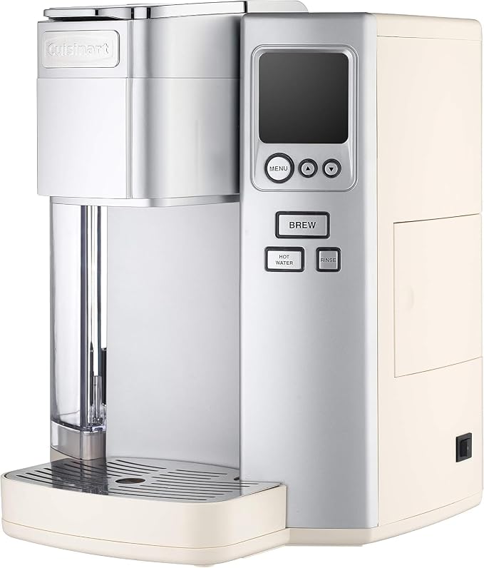 Cuisinart Coffee Maker, Single Serve 72-Ounce Reservoir Coffee Machine, Programmable Brewing & Hot Water Dispenser, Stainless Steel, Cream