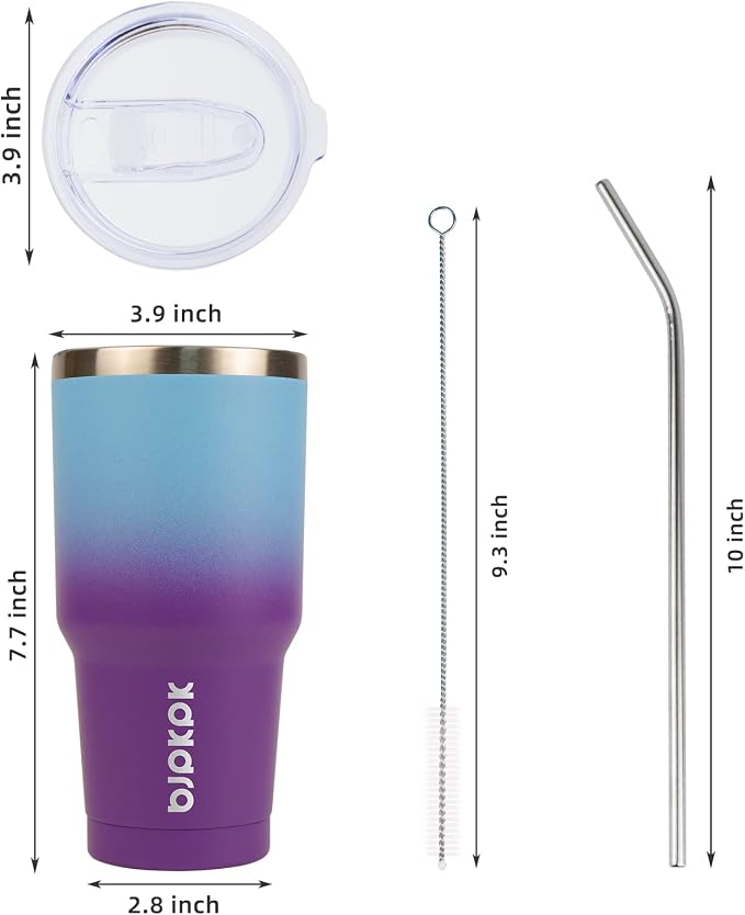 BJPKPK 30 oz Tumbler with Lid and Straw, Insulated Stainless Steel Cup | Double Wall Vacuum, BPA Free, Leak Proof, Keeps Hot/Cold, Travel & Beach Ready, Car Holder Fit, Ocean Dream
