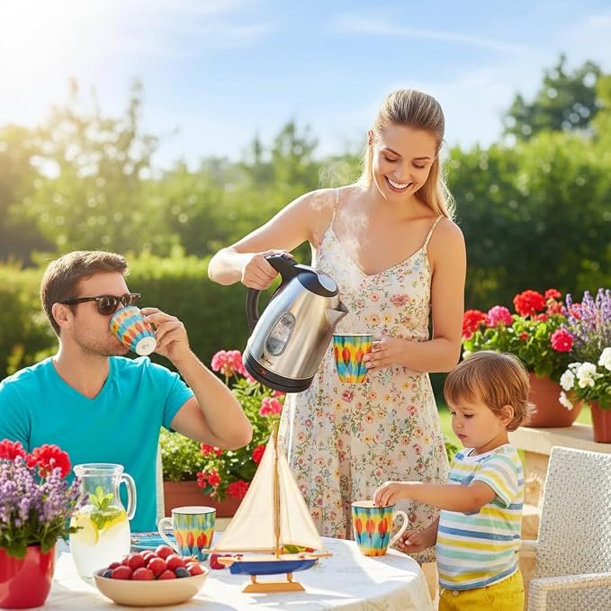 Stainless Steel Kettle Tea Kettle 1.5 Liter, Water Level Indicator 1200 Watts Fast Boiling, 360° Swivel Base Bpa Free, Auto-Shutoff and Boil-Dry Protection, for Tea and Coffee