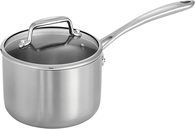 Tramontina Boston Tri-Ply Clad Stainless Steel 2-Quart Sauce Pan with Lid | Induction-Ready Saucepan, Dishwasher-Safe, NSF-Certified