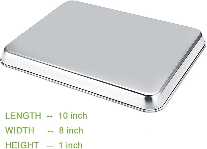 Baking Pans Sheet, 3 Piece Large Cookie Sheets Stainless Steel Baking Pan for Toaster Oven, Umite Chef Non Toxic Tray Pan, Mirror Finish, Easy Clean, Dishwasher Safe, 10 x 8 x 1 inch
